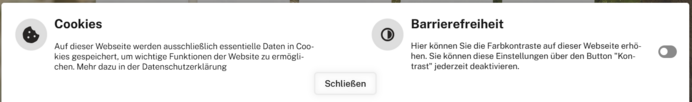 Cookie Hinweis Homepage